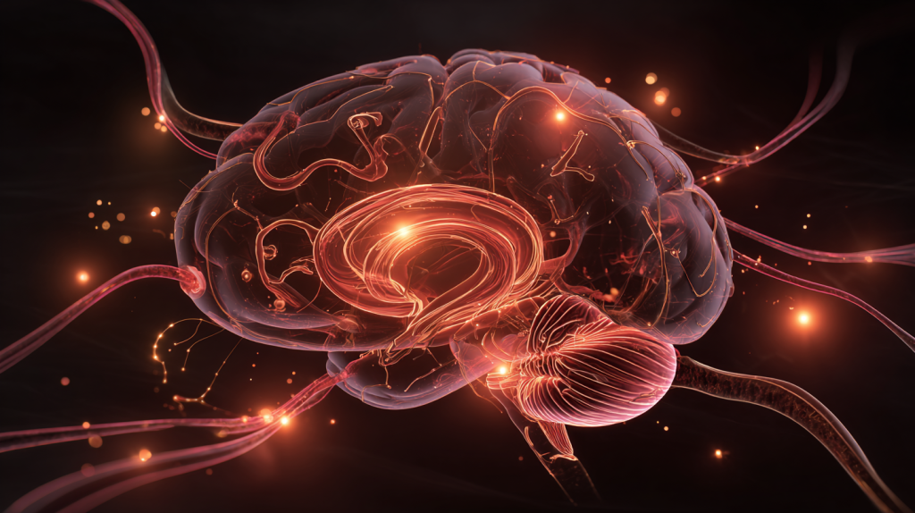 brain circulation red light illustration